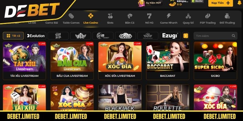 Tổng quan mục Casino DEBET